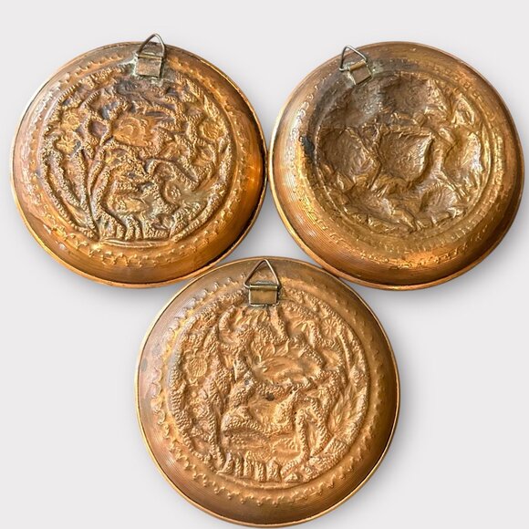Vintage COPPER MOLDS Wall Hanging x3 Birds Bird Theme - Picture 5 of 6